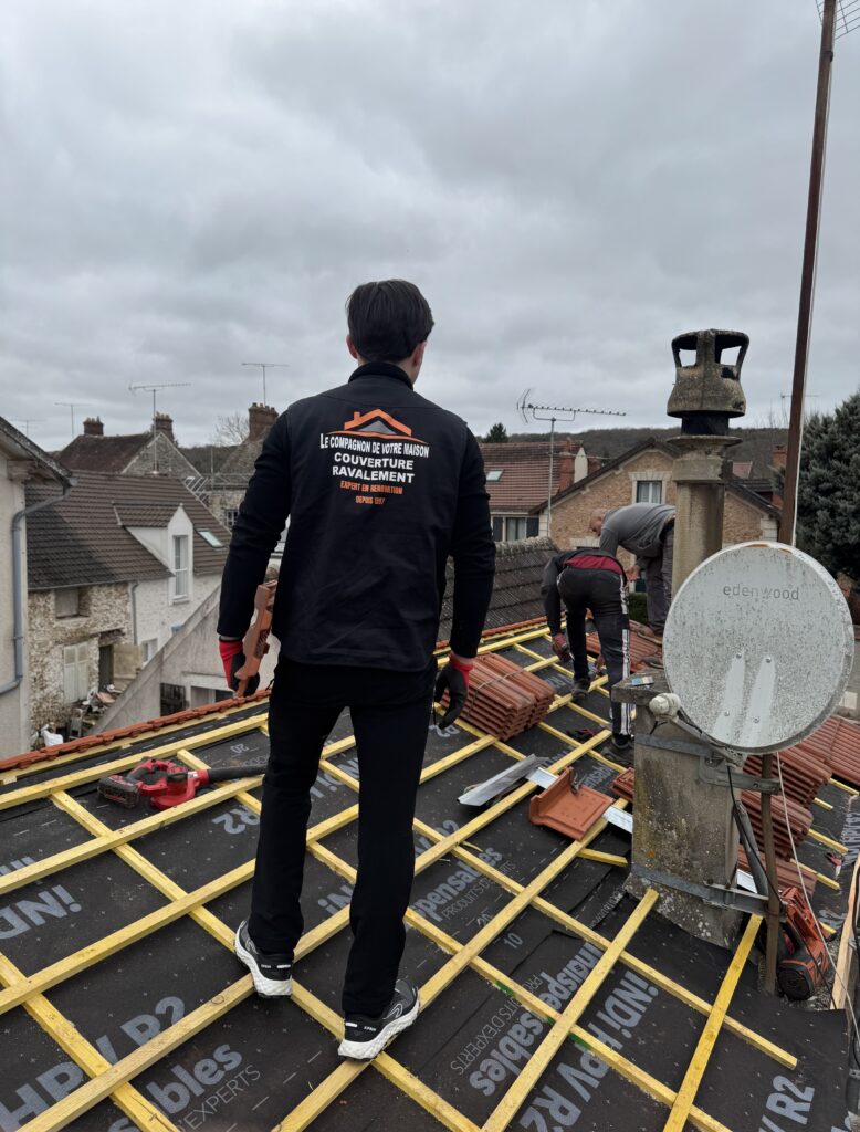 Rénovation toiture en cours - couvreur 91 Michelet - le compagnon de votre maison